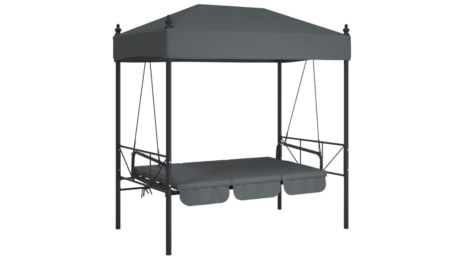 vidaXL Steel Garden Swing Bench with Canopy - Dark Grey