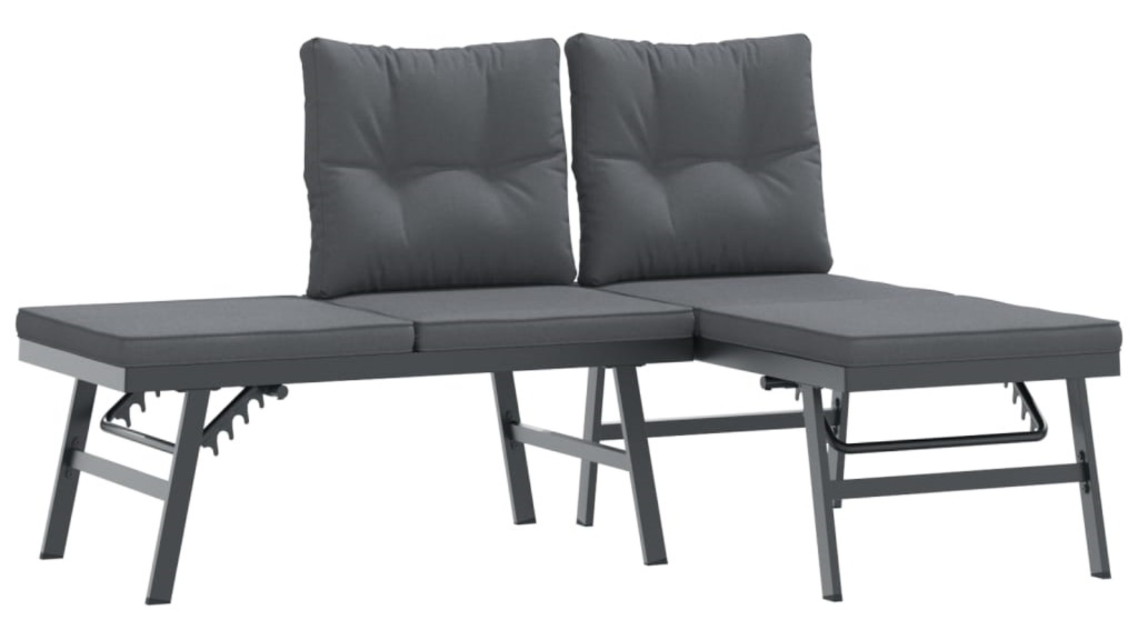 vidaXL 2 Piece Powder-Coated Steel Garden Bench with Cushion