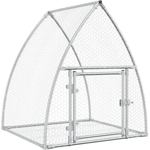 vidaXL Silver Galvanised Steel Rabbit Hutch - 100 x 105 x 120cm