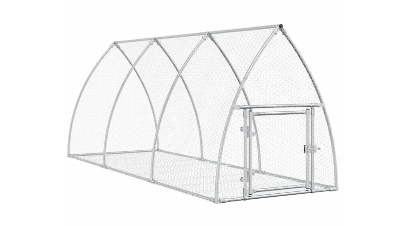 vidaXL Silver Galvanised Steel Rabbit Hutch - 300 x 105 x 120cm