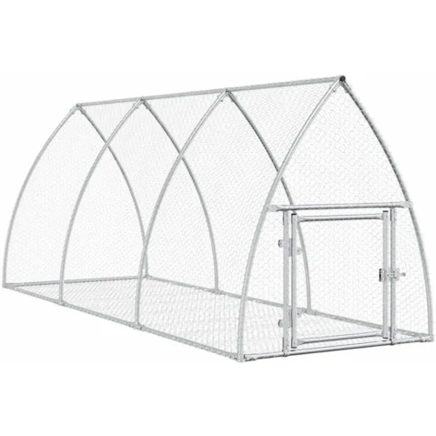 vidaXL Silver Galvanised Steel Rabbit Hutch - 300 x 105 x 120cm