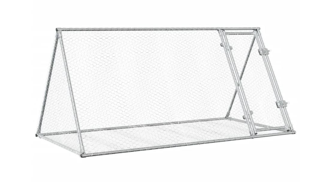 vidaXL Silver Galvanised Steel Rabbit Hutch - 200 x 105 x 91cm