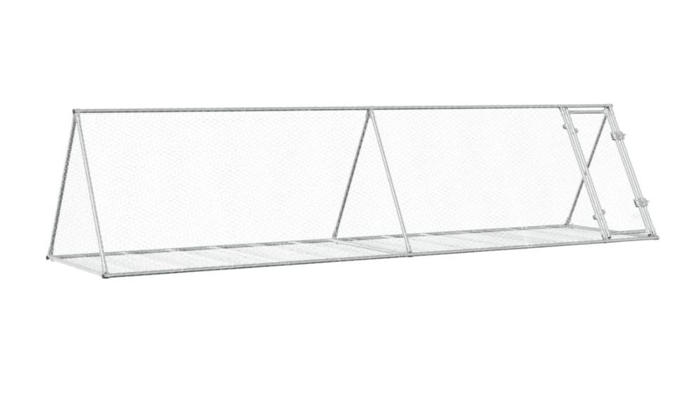 vidaXL Silver Galvanised Steel Rabbit Hutch - 400 x 105 x 91cm