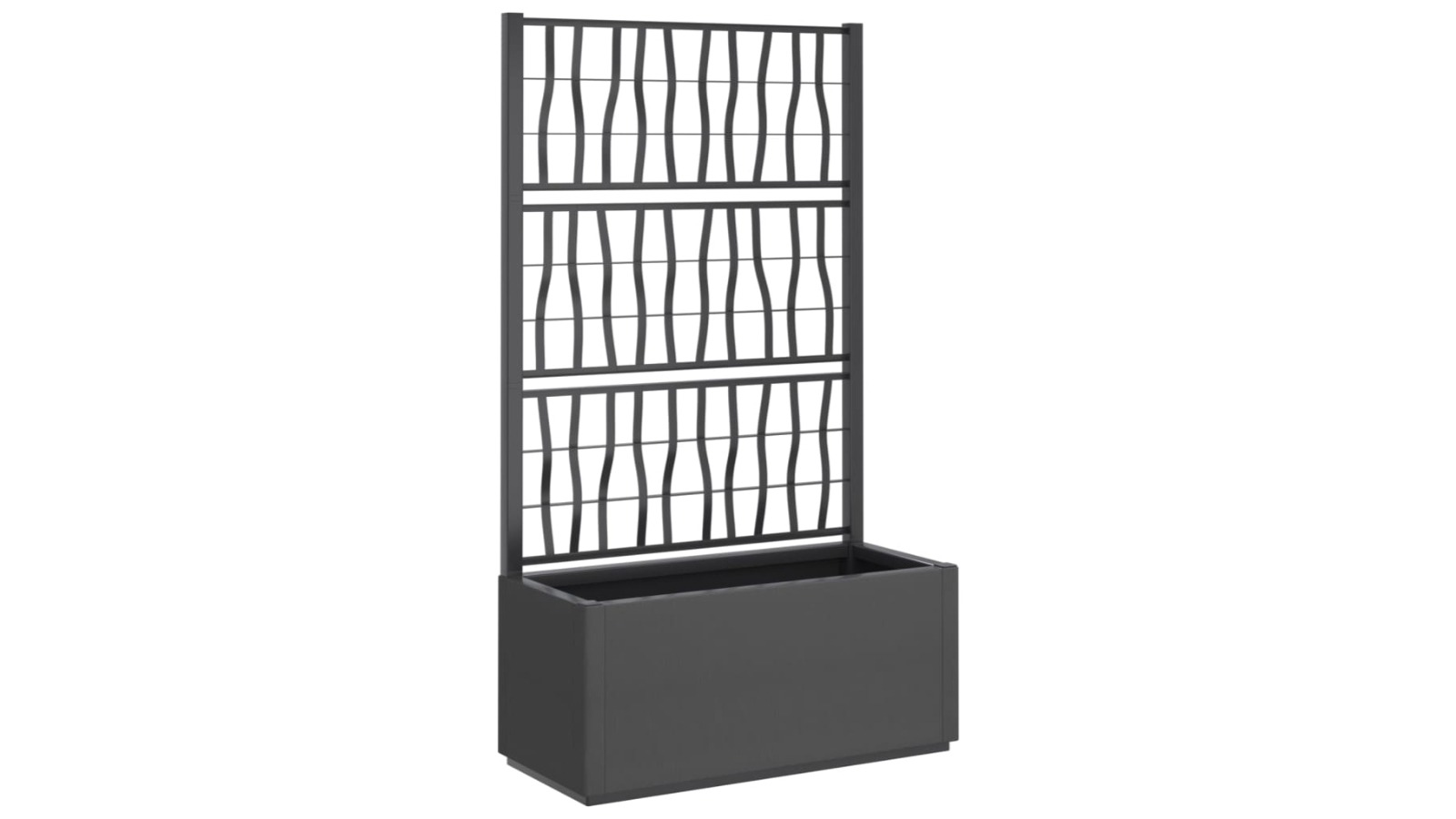 vidaXL 80 x 36 x 140cm PP Garden Planter with Trellis - Dark Grey