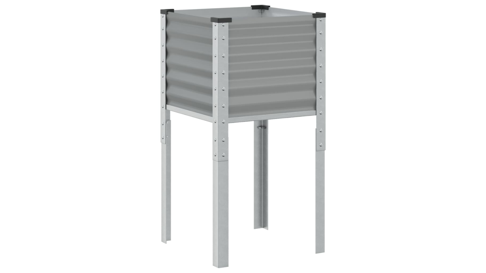 vidaXL Grey Steel Garden Planter - 45 x 45 x 88cm