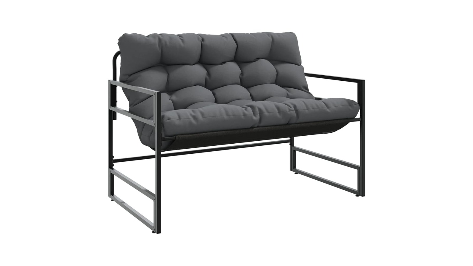 vidaXL Anthracite Steel 113cm Garden Bench with Cushion