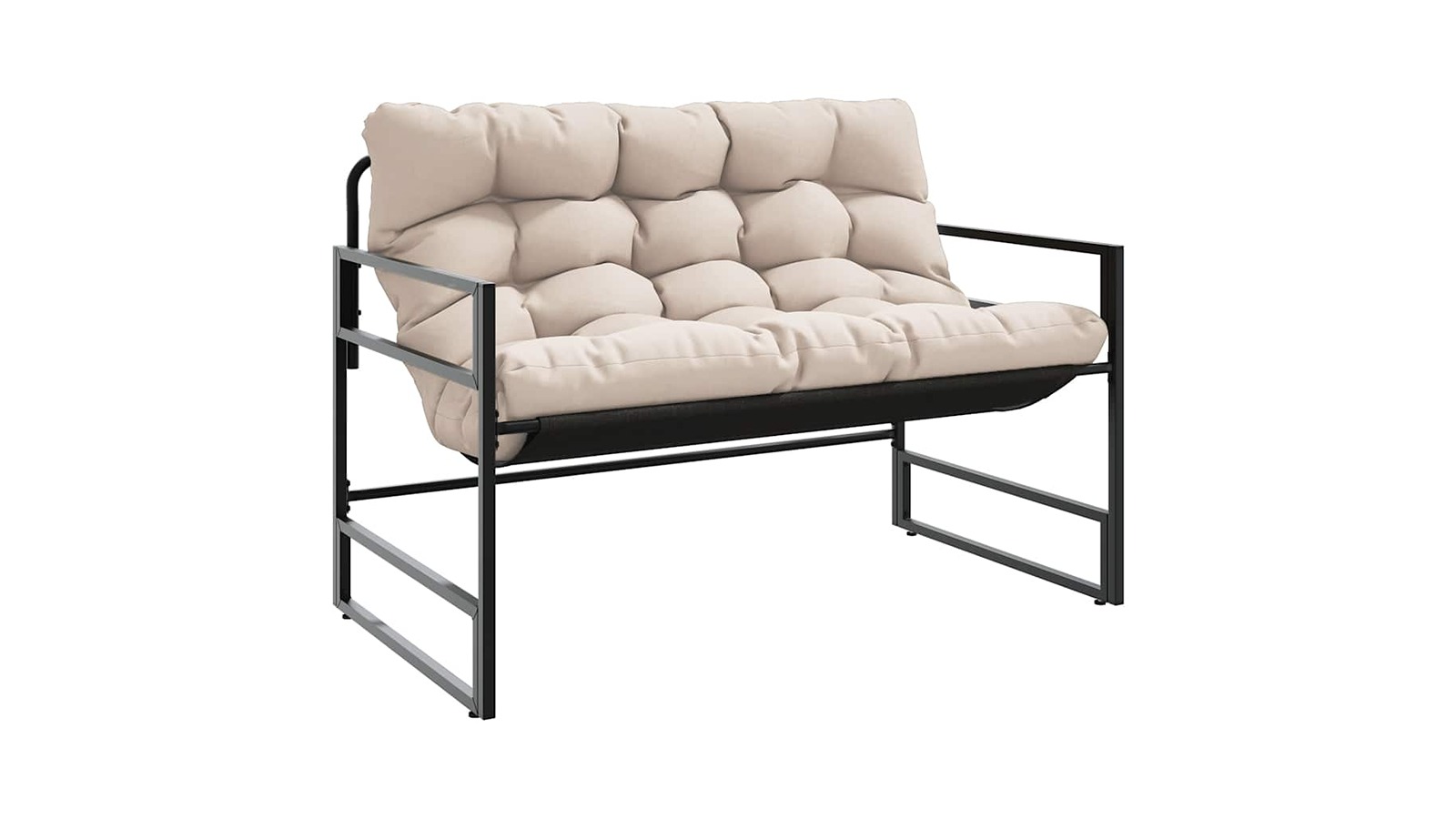 vidaXL Taupe Steel 113cm Garden Bench with Cushion