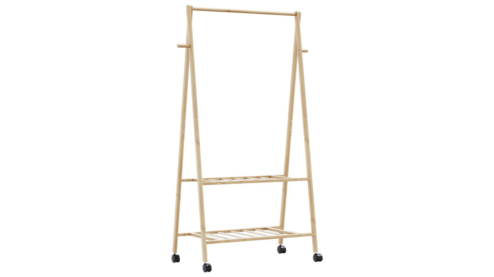 vidaXL Bamboo Clothes Rack with Shelve and Wheel - 96 x 45.5 x 155.5cm