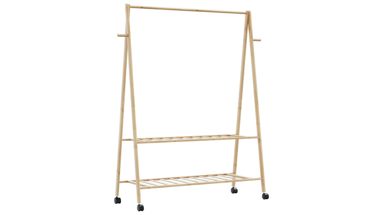 vidaXL Bamboo Clothes Rack with Shelve and Wheel - 132 x 45.5 x 155.5cm