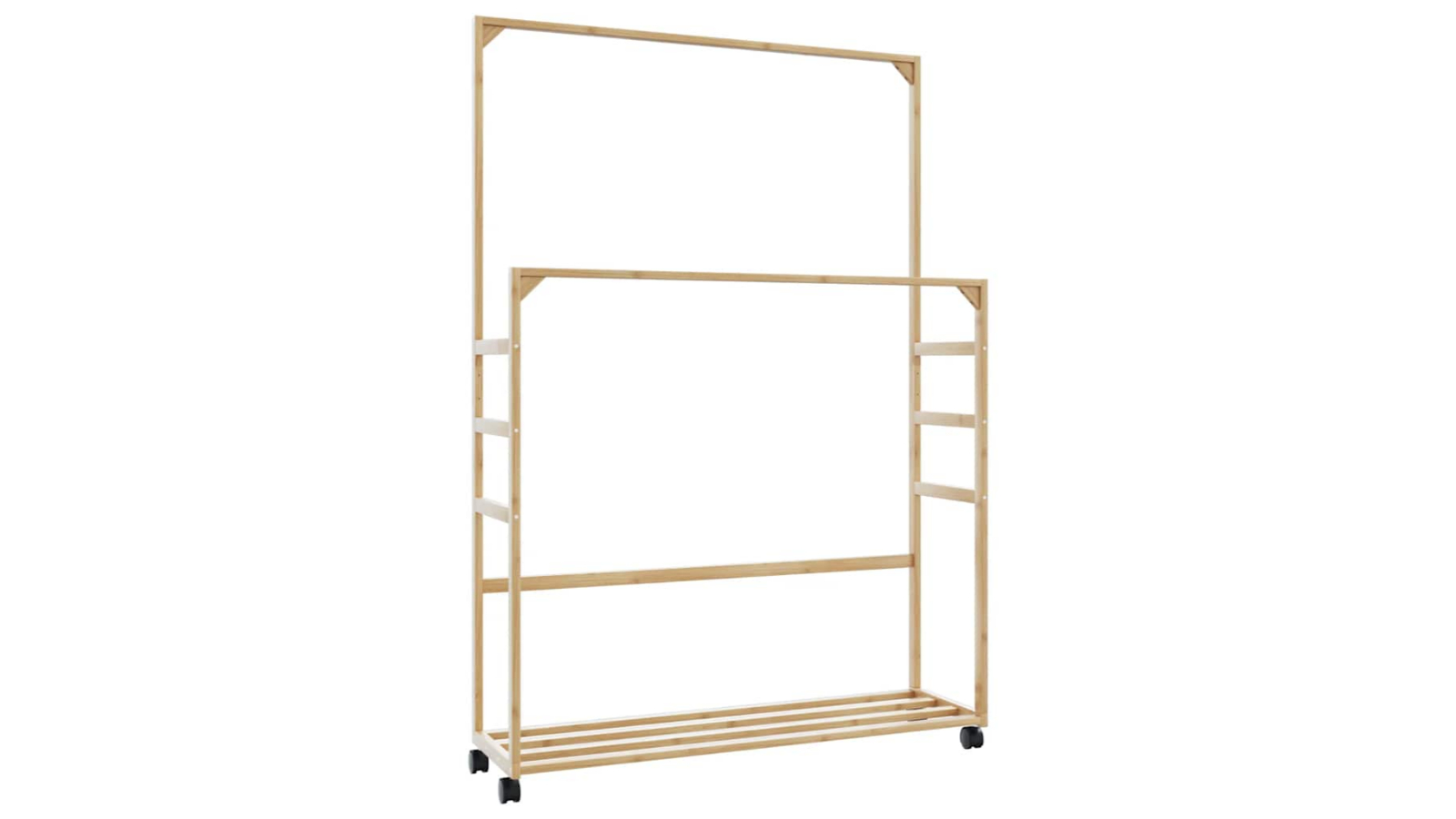 vidaXL 90 x 35 x 155cm Bamboo Clothes Rack with Shelves and Wheels