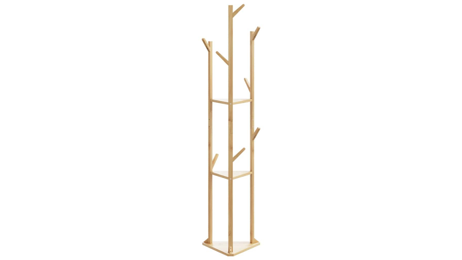 vidaXL 39 x 33 x 166cm Bamboo Coat Stand with Hooks and Shelves