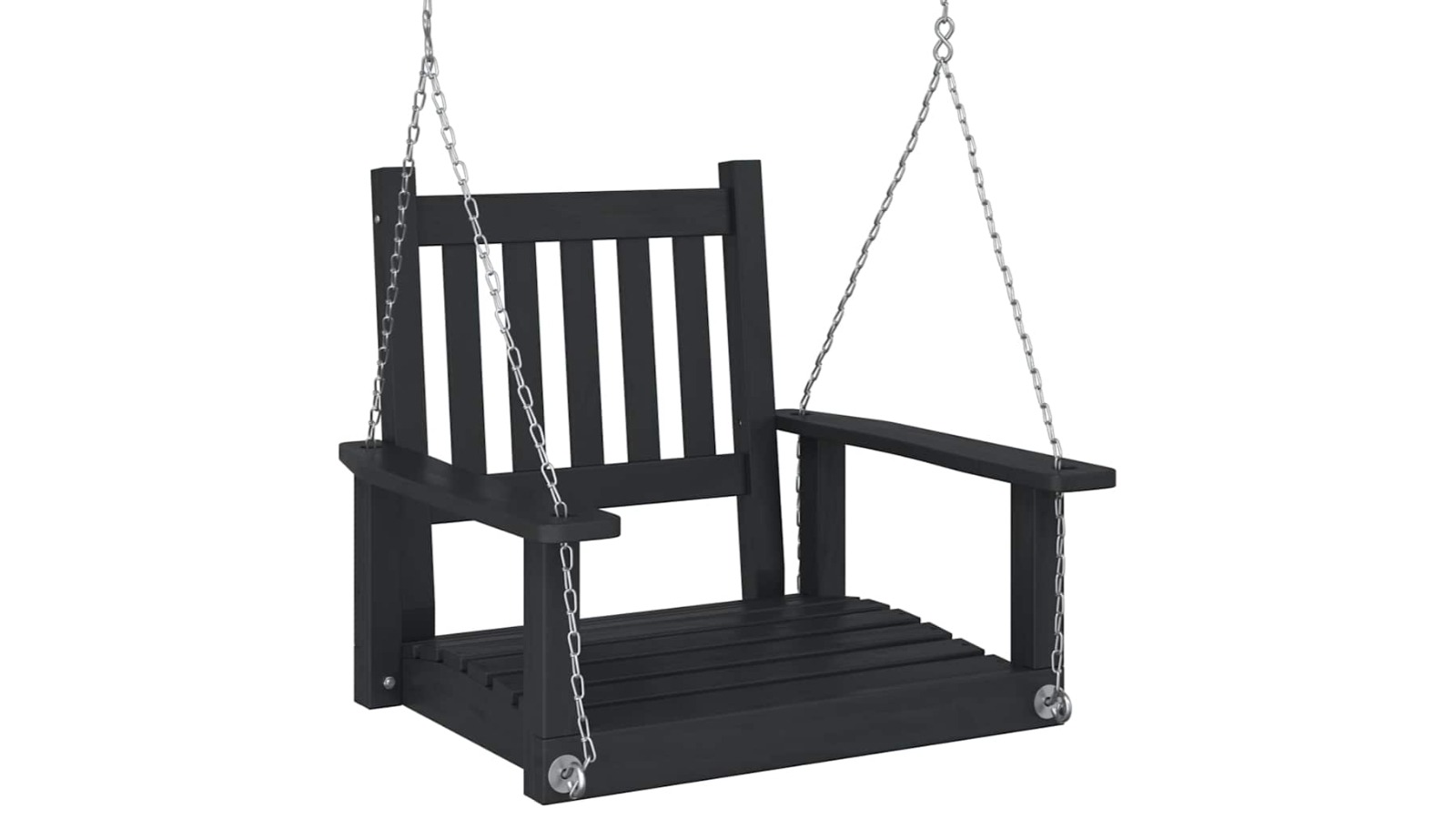 vidaXL Black Solid Wood Fir Garden Swing Chair with Metal Chain
