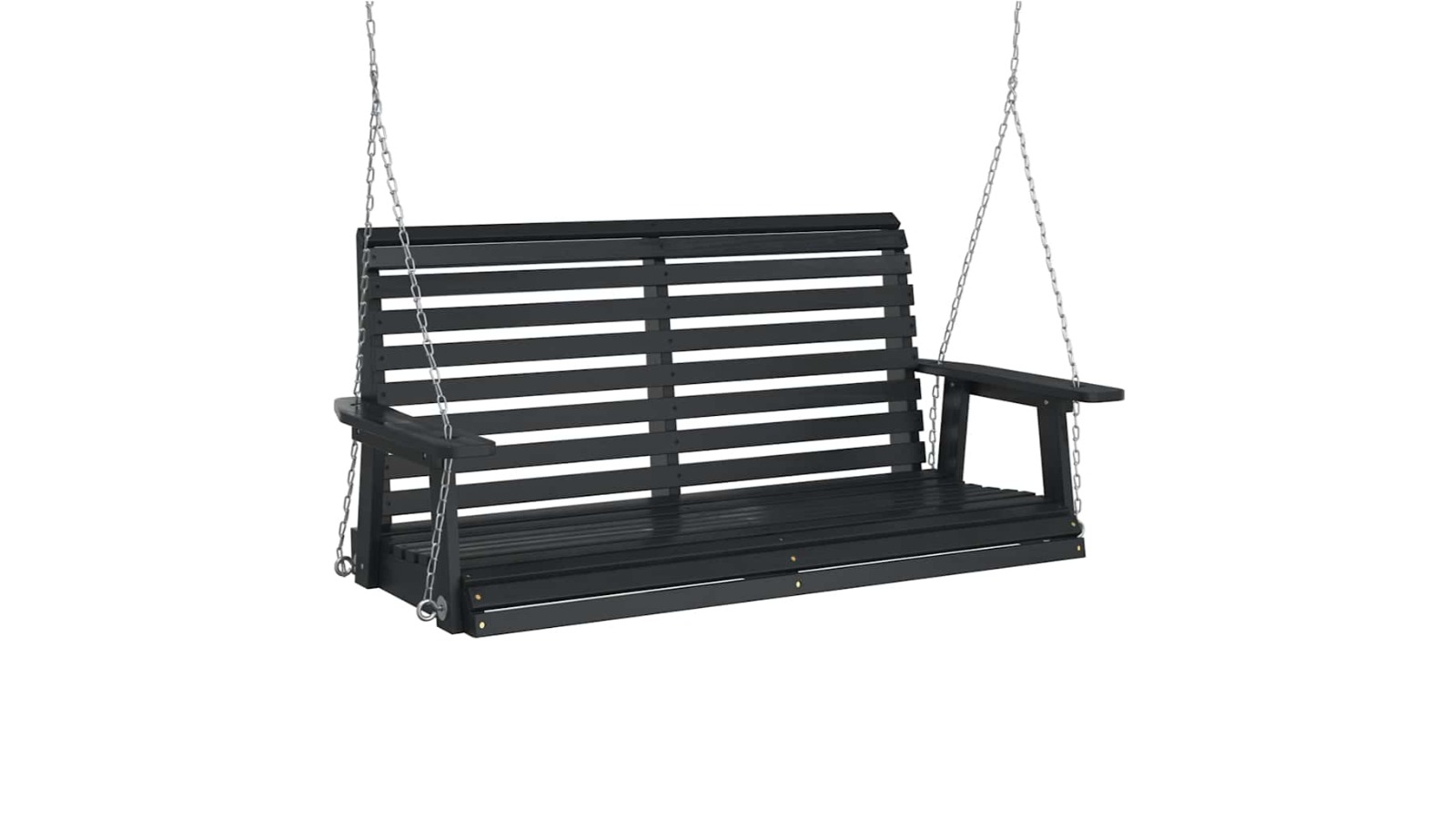 vidaXL Black Solid Wood Fir Garden Swing Bench with Metal Chain