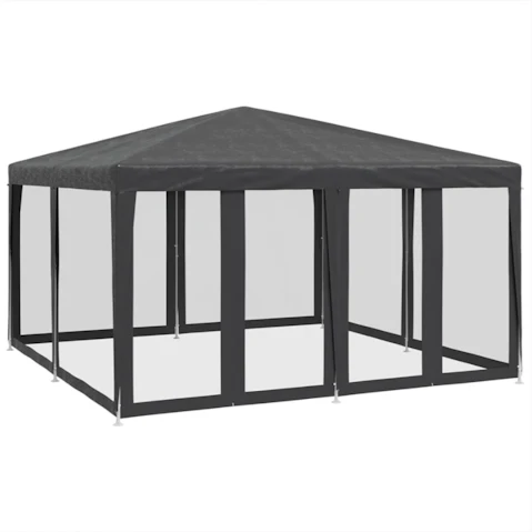 vidaXL HDPE 4 x 4metre Party Tent with 8 Mesh Sidewall - Anthracite