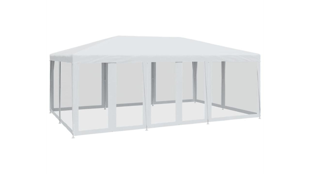 vidaXL HDPE 6 x 4metre Party Tent with 10 Mesh Sidewall - White