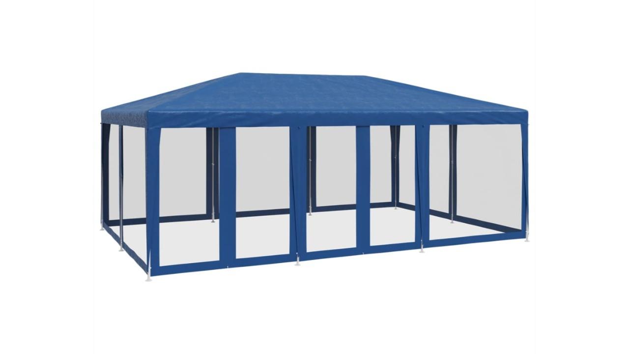 vidaXL HDPE 6 x 4metre Party Tent with 10 Mesh Sidewall - Blue
