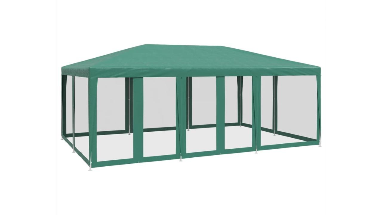 vidaXL HDPE 6 x 4metre Party Tent with 10 Mesh Sidewall - Green