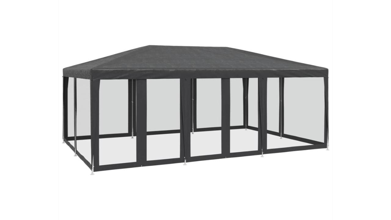 vidaXL HDPE 6 x 4metre Party Tent with 10 Mesh Sidewall - Anthracite