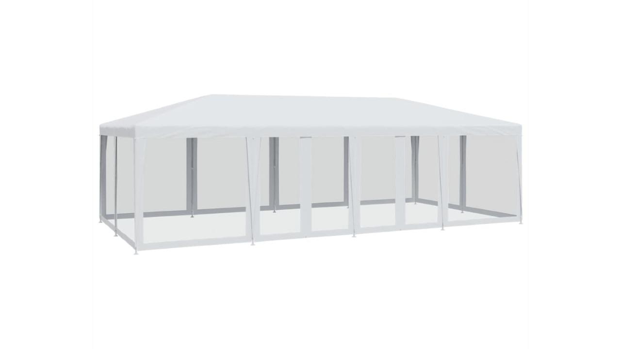 vidaXL HDPE 8 x 4metre Party Tent with 12 Mesh Sidewall - White