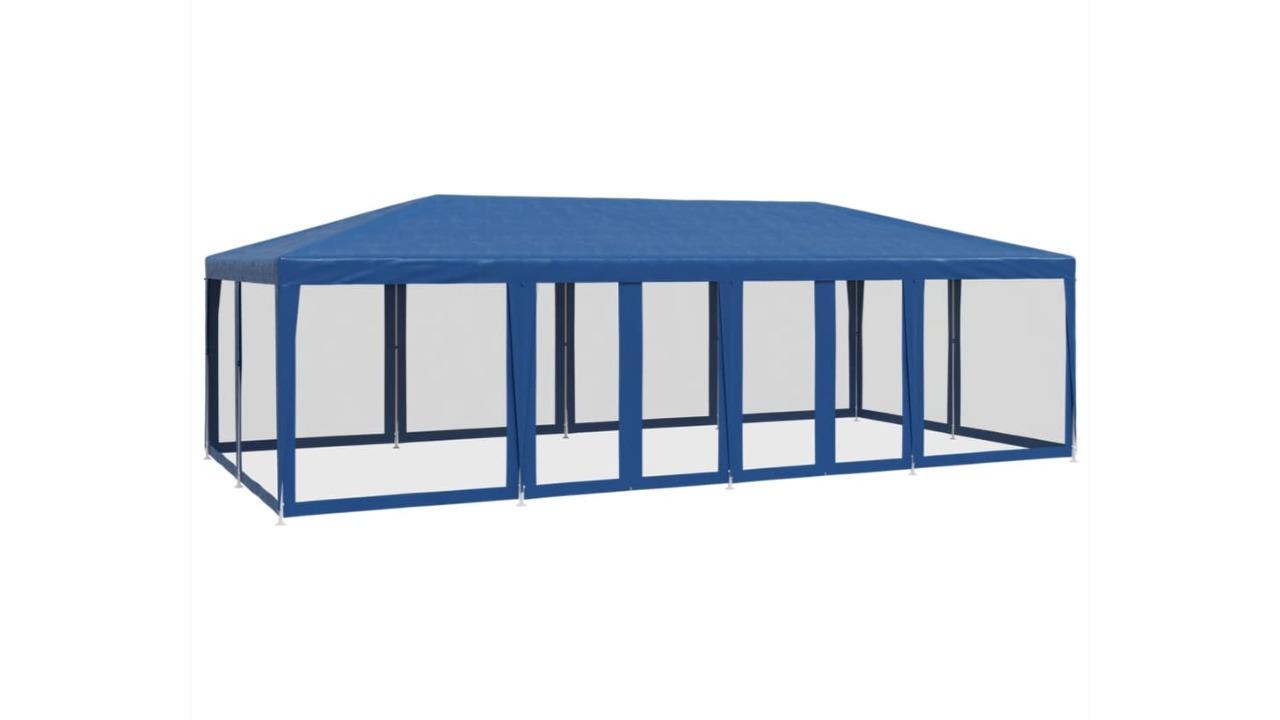 vidaXL HDPE 8 x 4metre Party Tent with 12 Mesh Sidewall - Blue