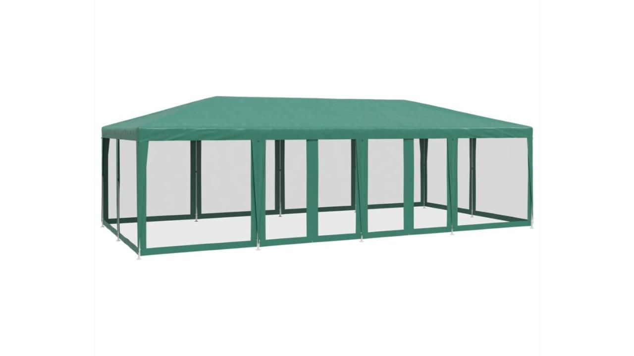 vidaXL HDPE 8 x 4metre Party Tent with 12 Mesh Sidewall - Green