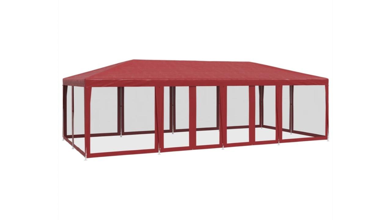 vidaXL HDPE 8 x 4metre Party Tent with 12 Mesh Sidewall - Red