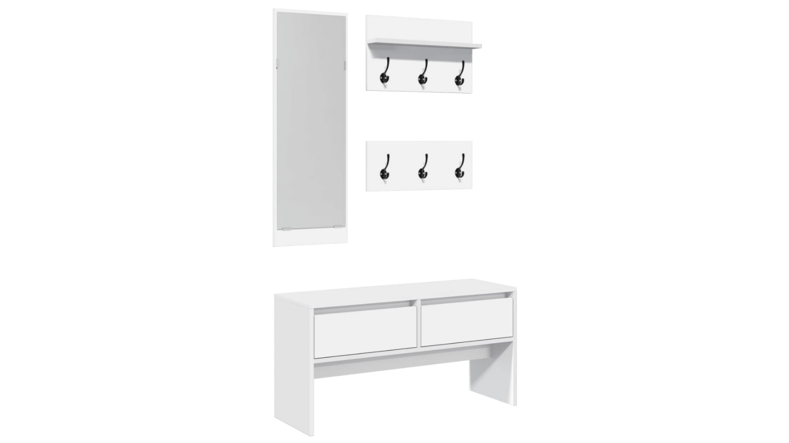 vidaXL 4 Piece White Engineered Wood Hallway Furniture
