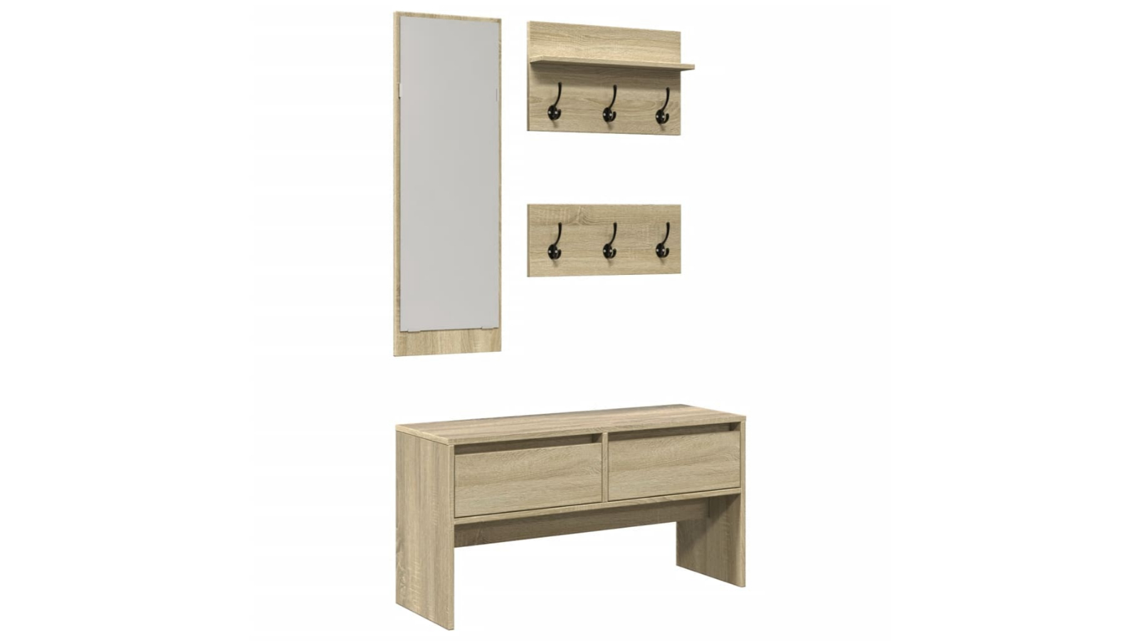 vidaXL 4 Piece Sonoma Oak Engineered Wood Hallway Furniture