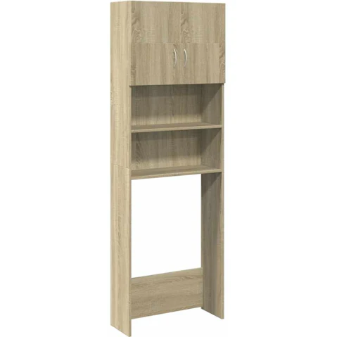 vidaXL Sonoma Oak Engineered Wood Washing Machine Cabinet - 64 x 25.5 x 190cm