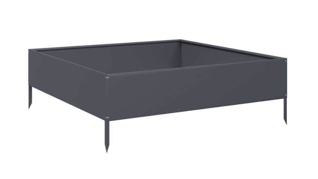 vidaXL 100 x 100 x 33.5cm Steel Garden Raised Bed - Anthracite
