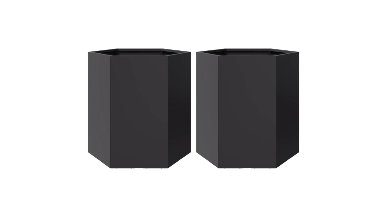 vidaXL 2 Piece 46 x 40 x 45cm Steel Hexagon Garden Planter - Black
