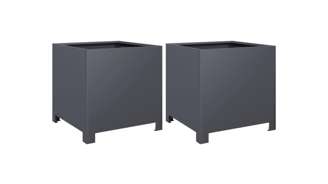 vidaXL 2 Piece 40 x 40 x 40cm Steel Garden Planter - Anthracite