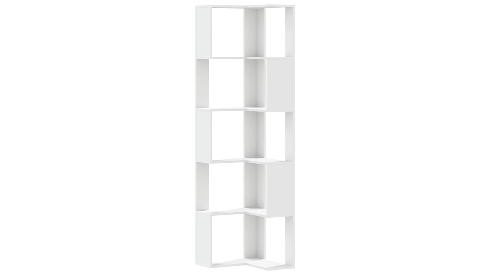 vidaXL 5-Tier White Engineered Wood 50 x 50 x 179cm Corner Bookcase