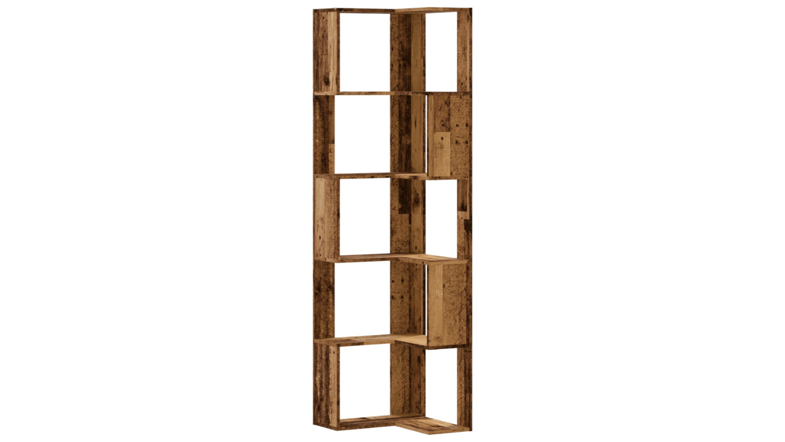 vidaXL 5-Tier 50 x 50 x 179cm Engineered Wood Corner Bookcase - Old Wood