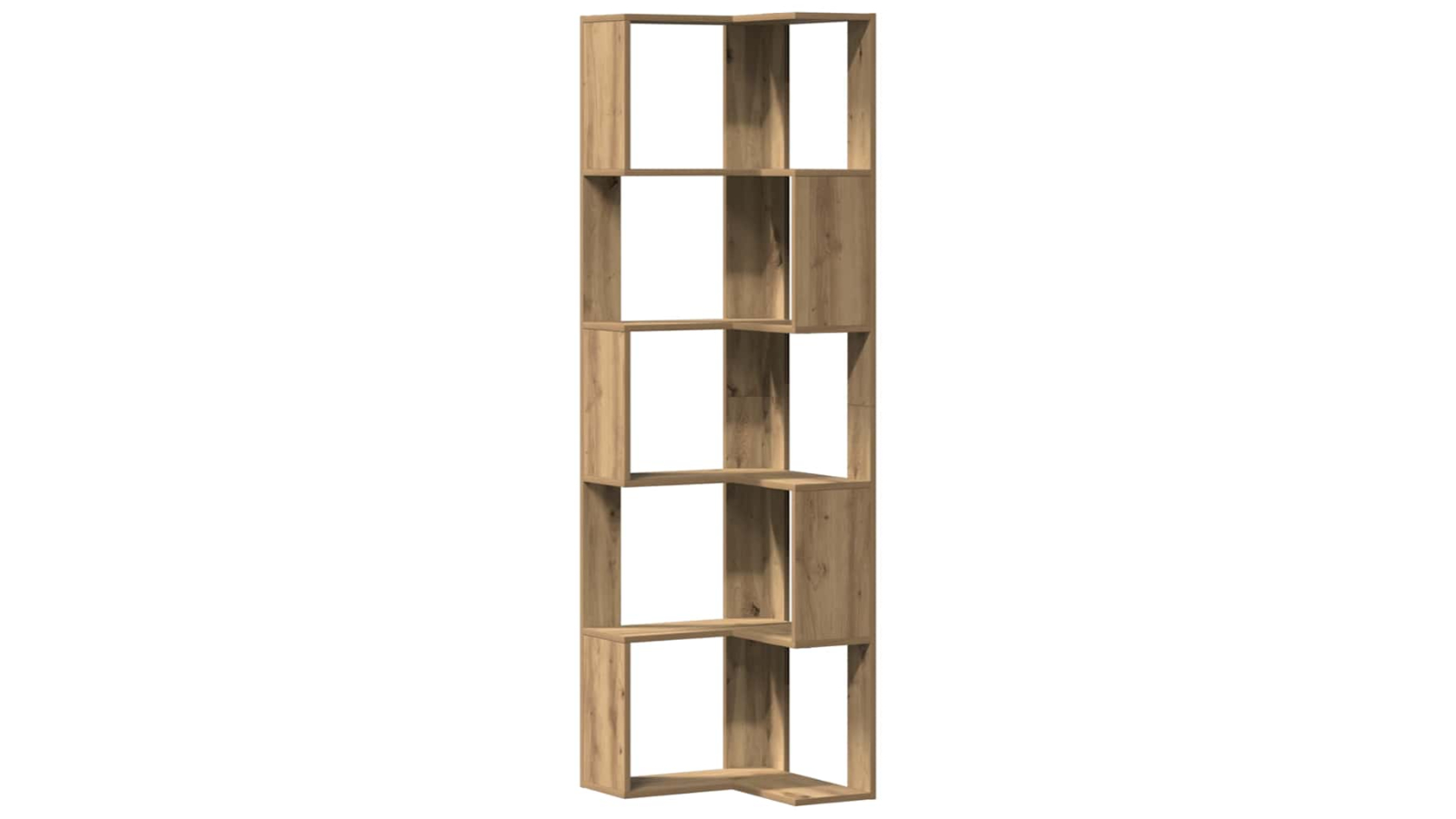 vidaXL 5-Tier 50 x 50 x 179cm Engineered Wood Corner Bookcase - Artisian Oak