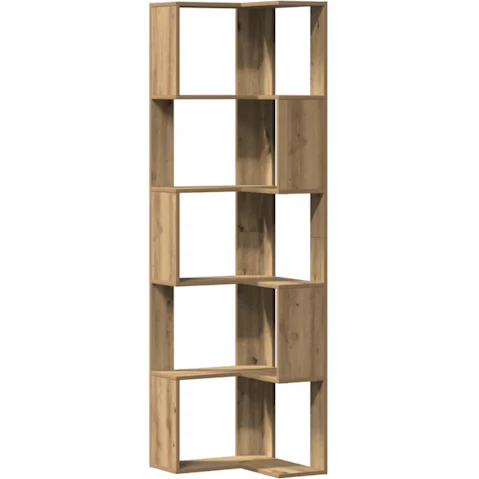 vidaXL 5-Tier 50 x 50 x 179cm Engineered Wood Corner Bookcase - Artisian Oak