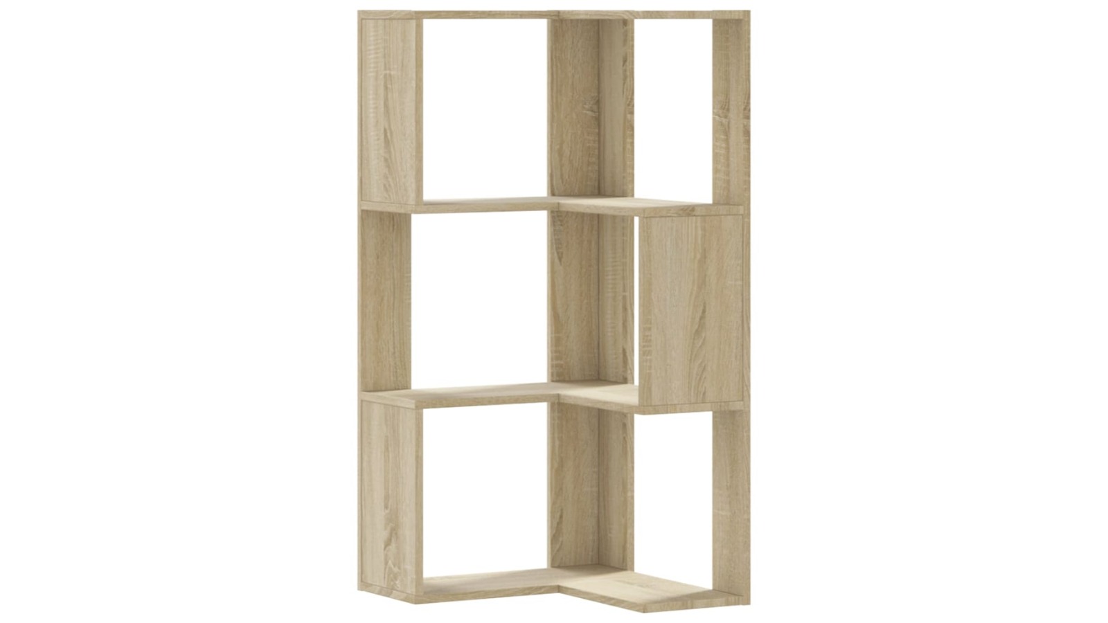 vidaXL 50 x 50 x 102cm Engineered Wood 3-Tier Corner Bookcase - Sonoma Oak
