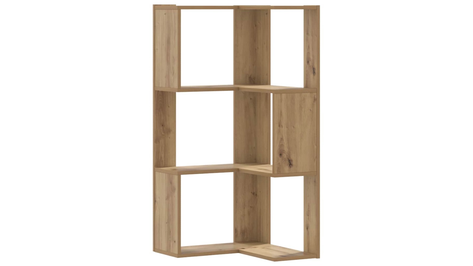 vidaXL 50 x 50 x 102cm Engineered Wood 3-Tier Corner Bookcase - Artisian Oak