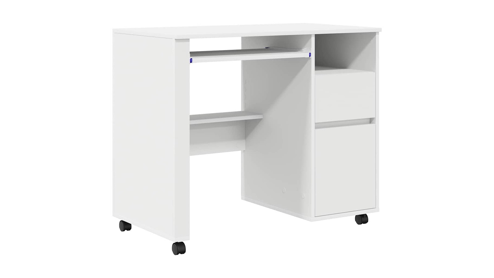 vidaXL White Engineered Wood 91 x 50 x 77cm Desk with Wheels