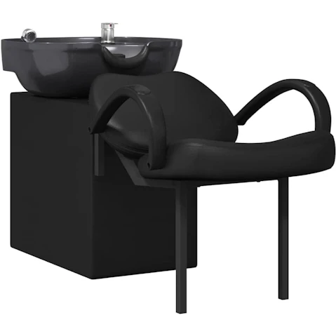 vidaXL Black 136 x 60 x 92cm PVC Height Adjustable Shampoo Chair