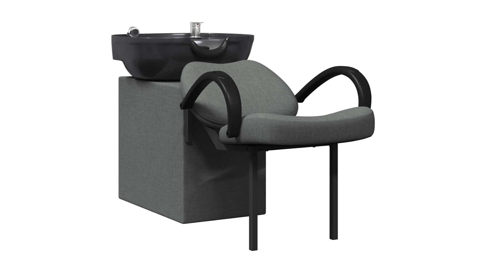 vidaXL Dark Grey/Black 136 x 60 x 92cm Fabric Shampoo Chair