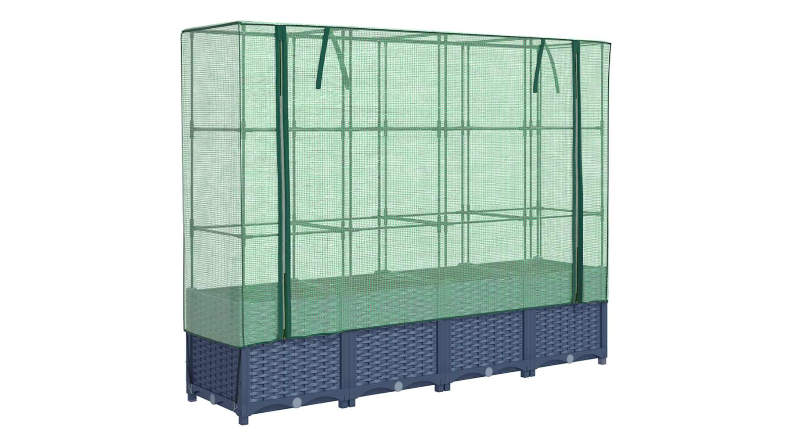 vidaXL Raised Bed with Greenhouse Cover Rattan Look - 160 x 40 x 138cm