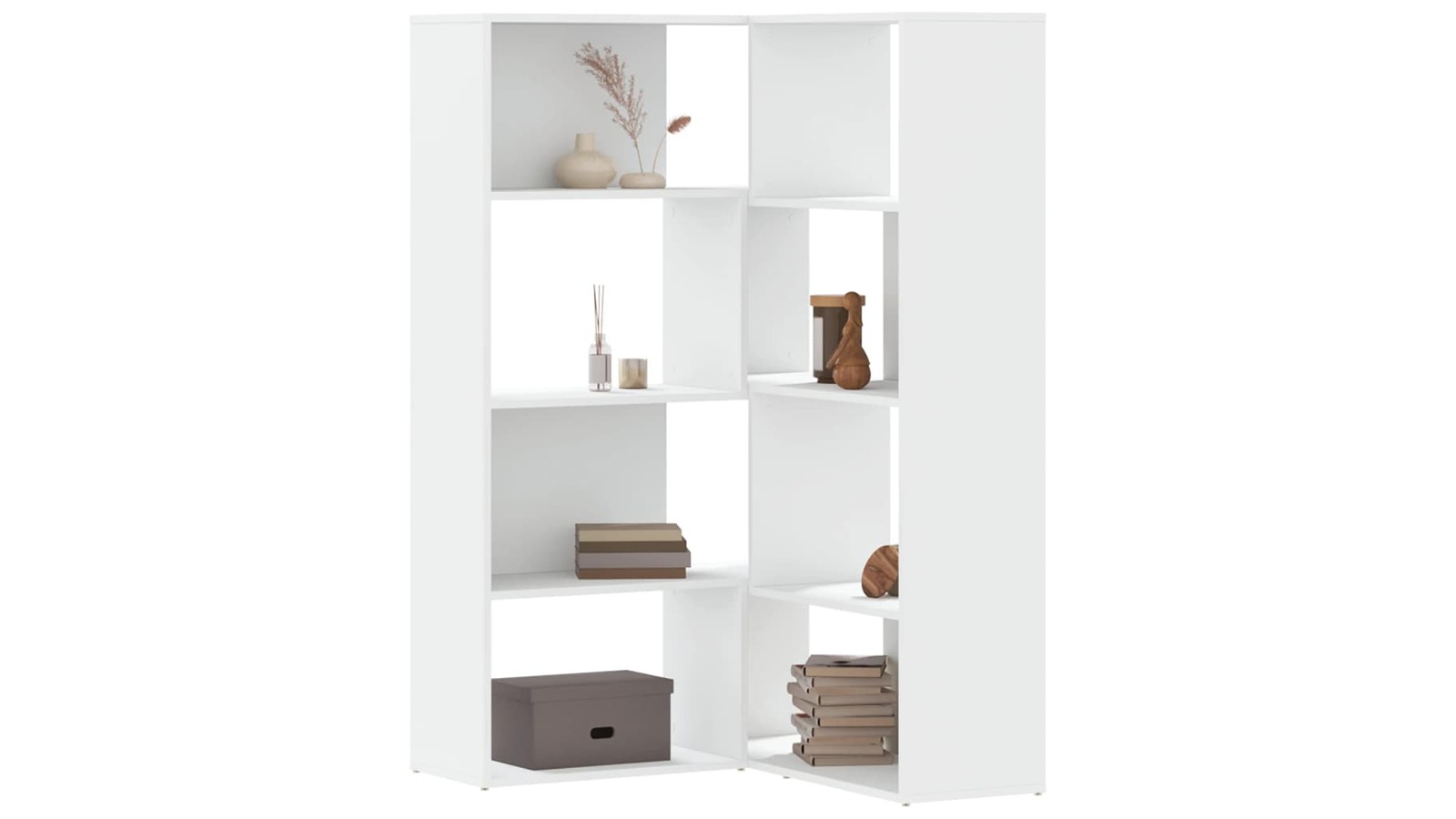 vidaXL 4-Tier Engineered Wood 85 x 85 x 140cm Corner Bookcase - White