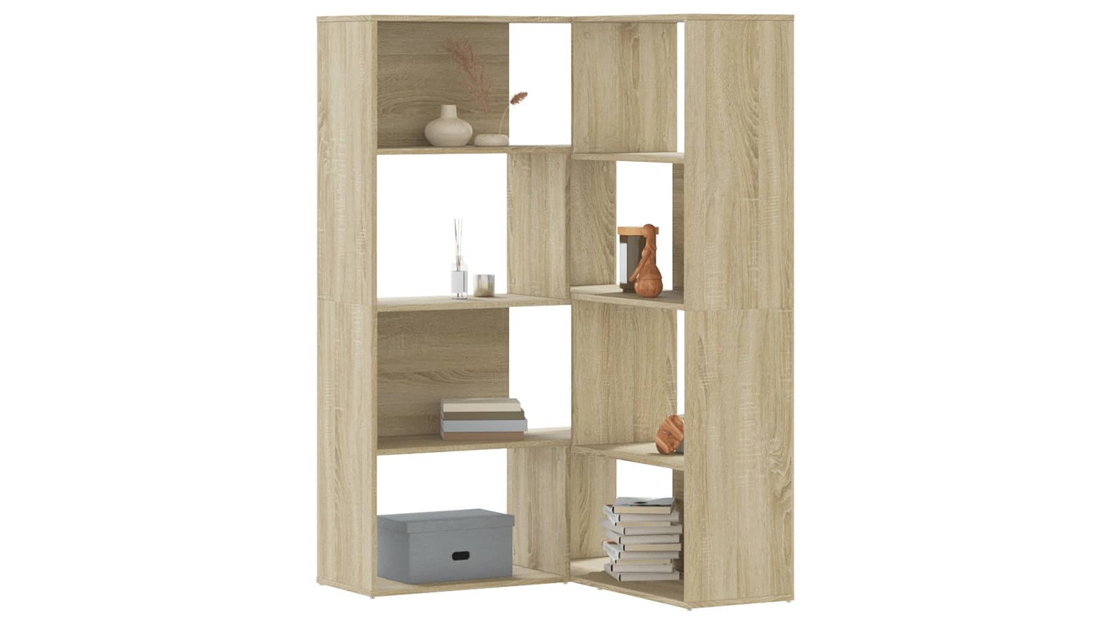 vidaXL 4-Tier Engineered Wood 85 x 85 x 140cm Corner Bookcase - Sonoma Oak