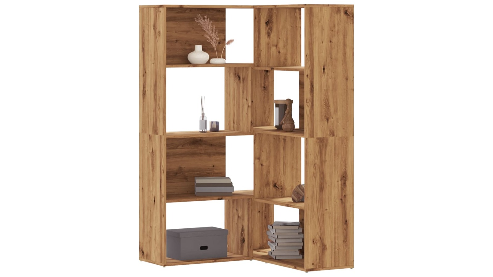 vidaXL 4-Tier Engineered Wood 85 x 85 x 140cm Corner Bookcase - Artisan Oak