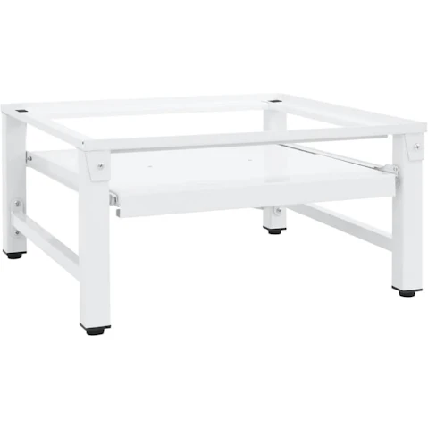 vidaXL White Washing Machine Pedestal with Pull-Out Shelf