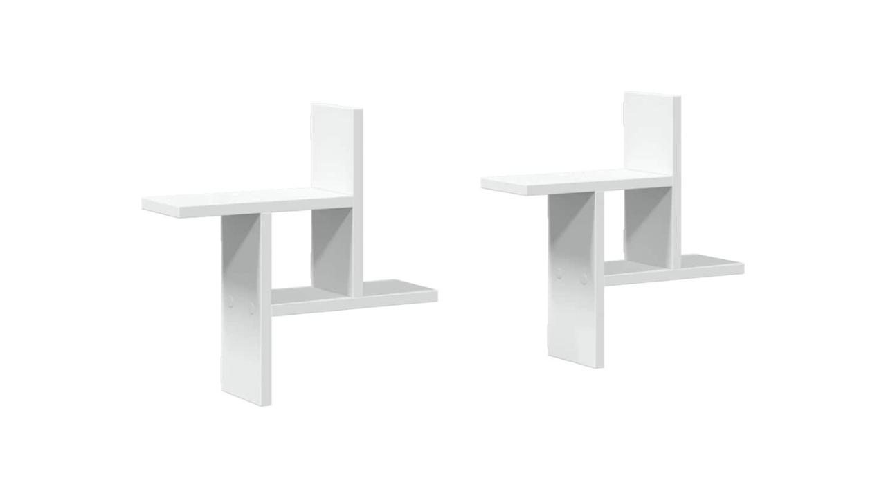 vidaXL 2 Piece 38 x 12 x 38cm Engineered Wood Wall Shelves - White