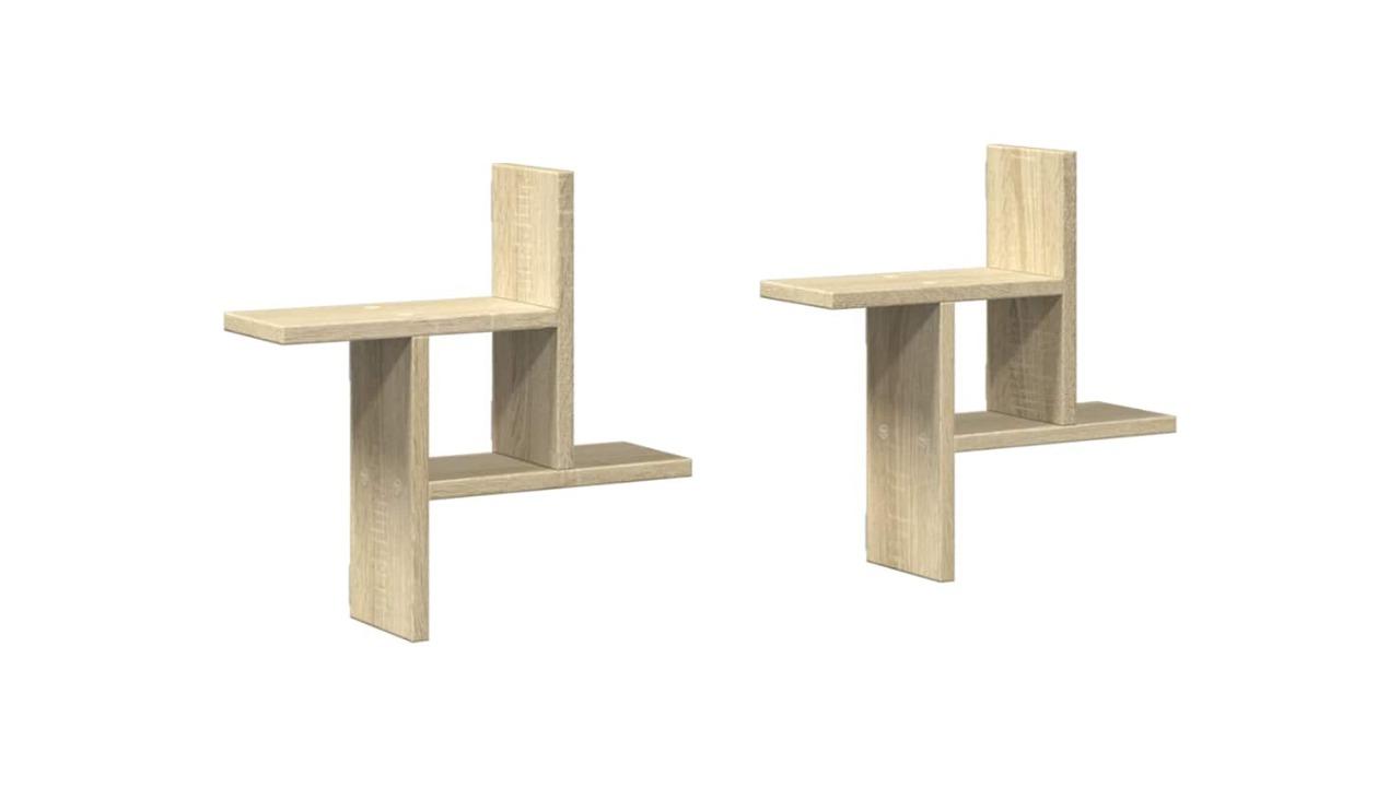 vidaXL 2 Piece 38 x 12 x 38cm Engineered Wood Wall Shelves - Sonoma Oak