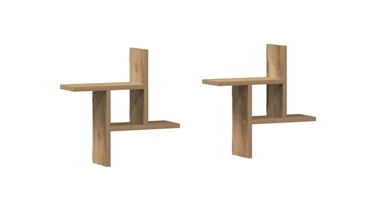 vidaXL 2 Piece 38 x 12 x 38cm Engineered Wood Wall Shelves - Artisian Oak