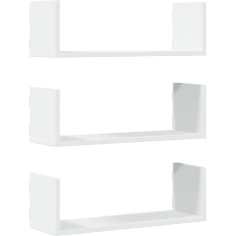 vidaXL 3 Piece White Engineered Wood Wall Shelves - 58 x 18 x 18cm